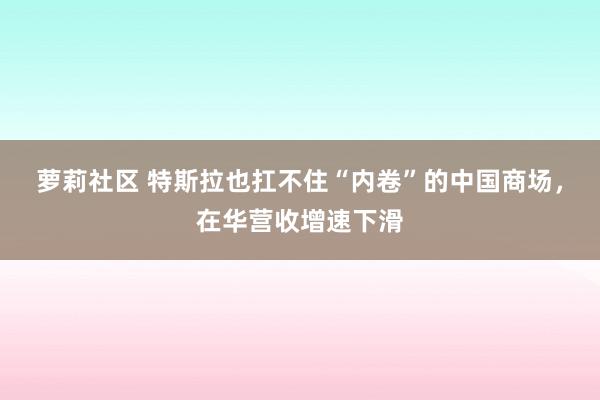 萝莉社区 特斯拉也扛不住“内卷”的中国商场，在华营收增速下滑