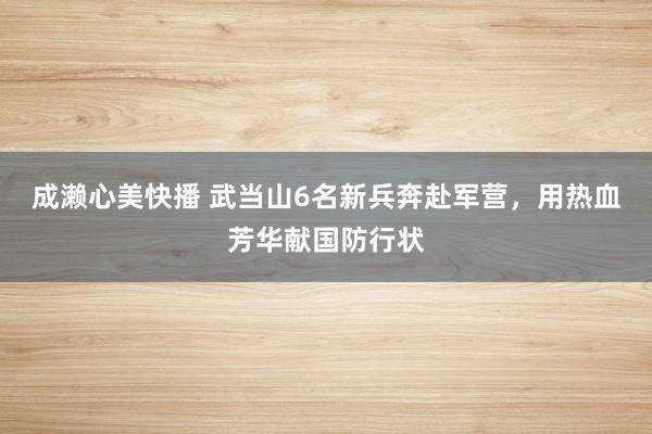 成濑心美快播 武当山6名新兵奔赴军营，用热血芳华献国防行状