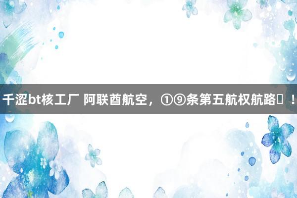 千涩bt核工厂 阿联酋航空，①⑨条第五航权航路️！