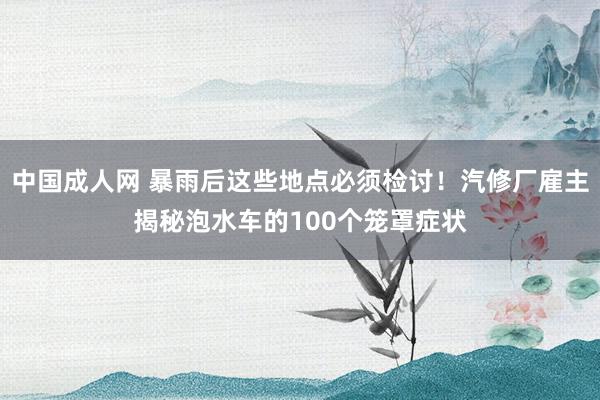 中国成人网 暴雨后这些地点必须检讨！汽修厂雇主揭秘泡水车的100个笼罩症状