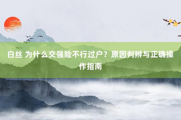 白丝 为什么交强险不行过户？原因判辨与正确操作指南