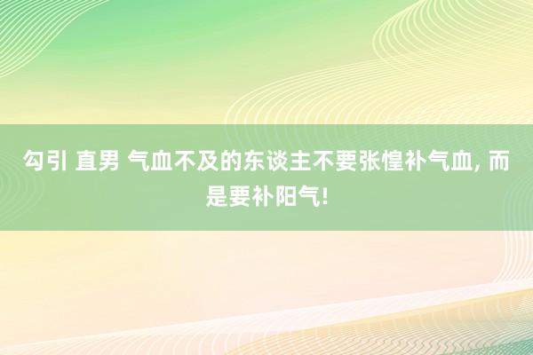 勾引 直男 气血不及的东谈主不要张惶补气血, 而是要补阳气!