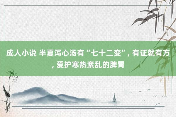 成人小说 半夏泻心汤有“七十二变”, 有证就有方, 爱护寒热紊乱的脾胃