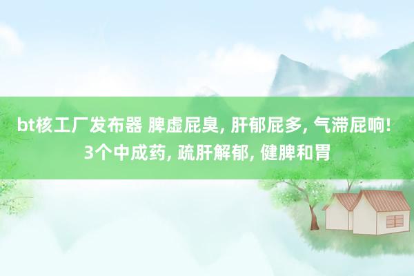 bt核工厂发布器 脾虚屁臭, 肝郁屁多, 气滞屁响! 3个中成药, 疏肝解郁, 健脾和胃