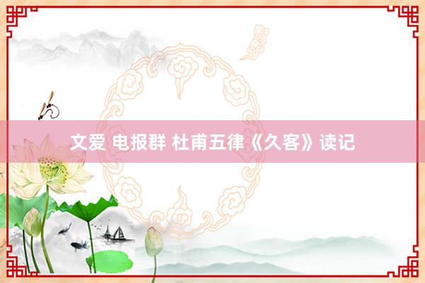 文爱 电报群 杜甫五律《久客》读记