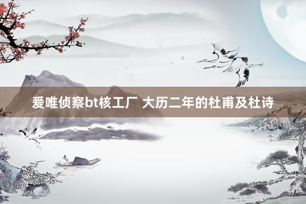爰唯侦察bt核工厂 大历二年的杜甫及杜诗