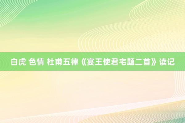 白虎 色情 杜甫五律《宴王使君宅题二首》读记