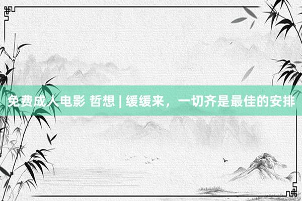 免费成人电影 哲想 | 缓缓来，一切齐是最佳的安排