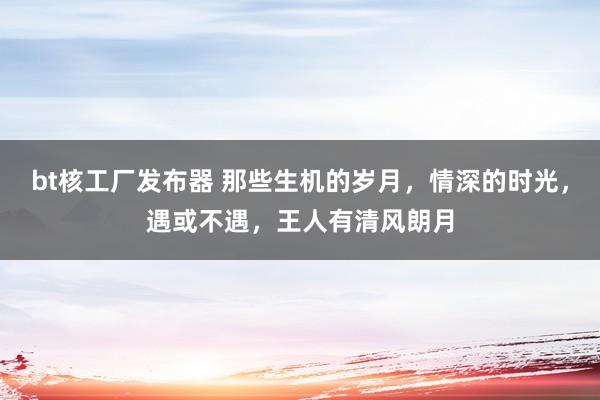 bt核工厂发布器 那些生机的岁月，情深的时光，遇或不遇，王人有清风朗月
