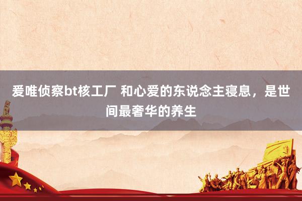 爰唯侦察bt核工厂 和心爱的东说念主寝息，是世间最奢华的养生