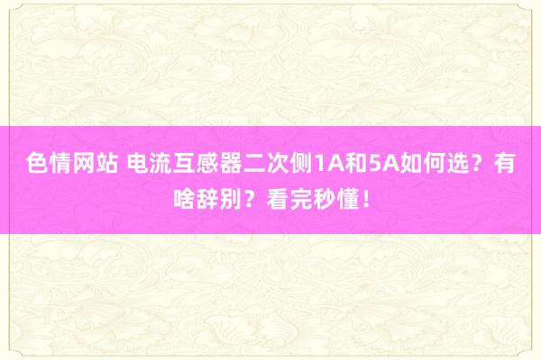 色情网站 电流互感器二次侧1A和5A如何选？有啥辞别？看完秒懂！