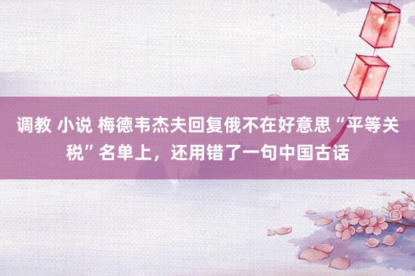 调教 小说 梅德韦杰夫回复俄不在好意思“平等关税”名单上，还用错了一句中国古话